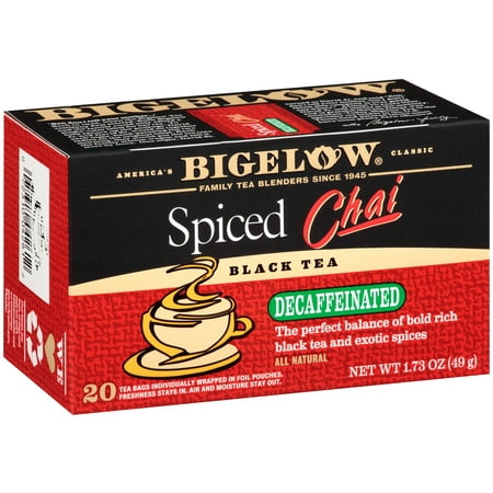 (4 Pack) Bigelow, Spiced Chai Decaf, Tea Bags, 20
