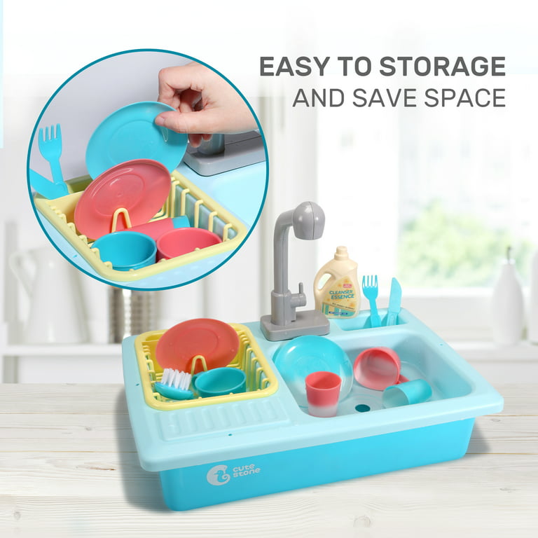  CUTE STONE Color Changing Kitchen Sink Toys, Children Heat  Sensitive Electric Dishwasher Playing Toy with Running Water, Automatic  Water Cycle System Play House Pretend Role Play Toys for Boys Girls 
