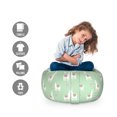 thumbnail image 2 of Llama Storage Toy Bag Chair, Candy Cane Hearts Fun Pattern on Pastel Background, Stuffed Animal Organizer Washable Bag, Small Size, Mint Green Multicolor, by Ambesonne, 2 of 3
