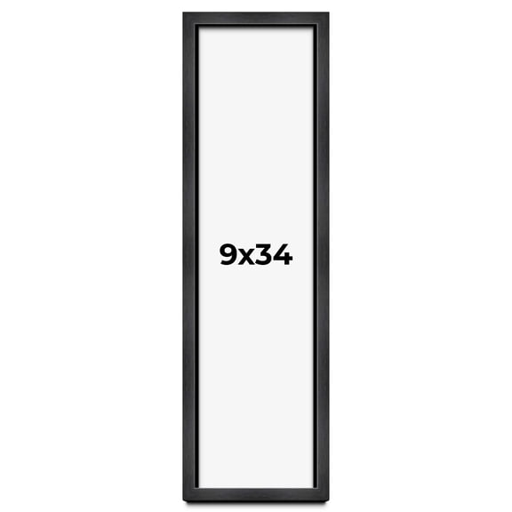 9x34 Frame Black Charcoal Grey Wood Textured Picture Frame | 0.75 Inch Moulding Width | Gunmetal