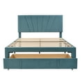 thumbnail image 5 of SYNGAR Queen Size Fully Velvet Upholstered Platform Bed Frame with Headboard and Big Storage Drawer, Strong Mattress Foundation Queen Bed Frames for Kids Teens Adults, No Box Spring Needed, Blue, 5 of 12