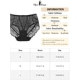 thumbnail image 6 of DARING DIVA Women's Plus Size Sheer Lace Trim High-rise Brief Stretchy Underwear L Black, 6 of 6