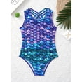 thumbnail image 4 of Alvivi Kids Girls 2Pcs Swimsuit Bodysuit with Shorts Bathing Suit Swimwear Athletic Gymnastics Leotards Colorful Fish Scales 12, 4 of 7