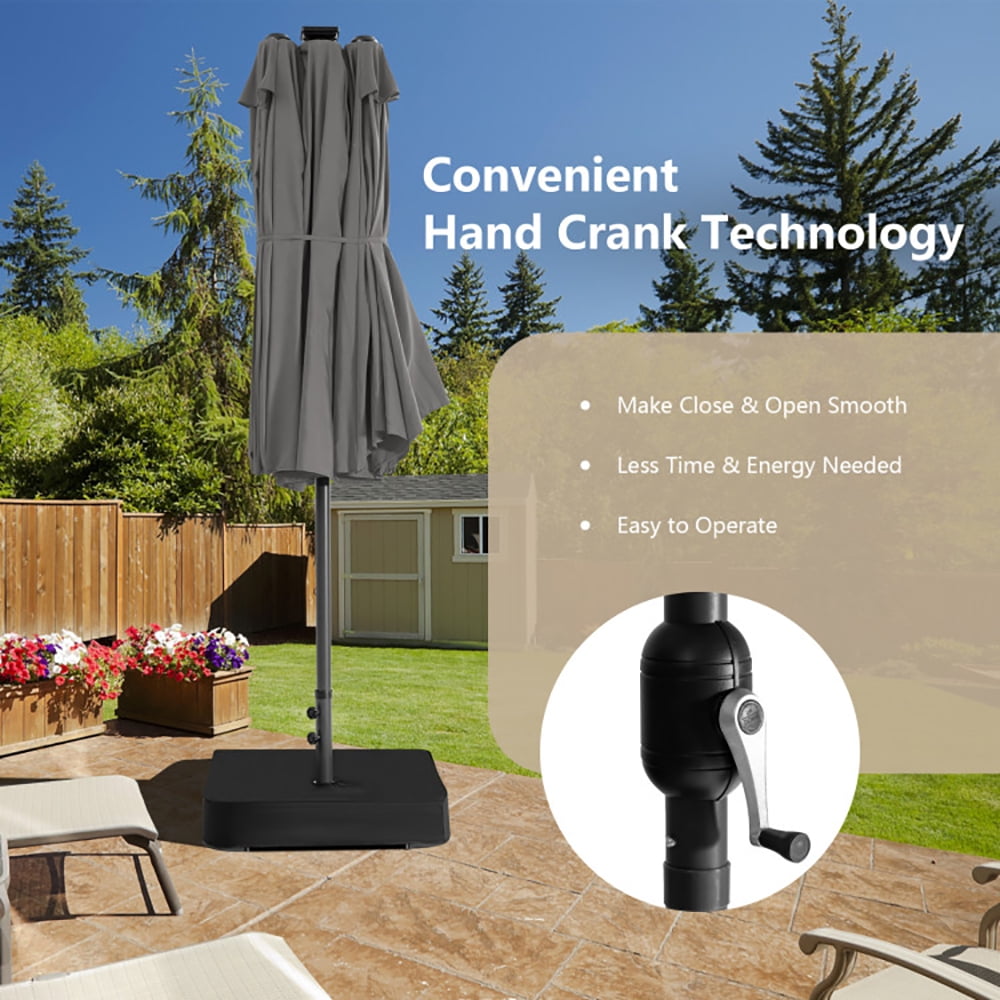 Aimee Lii 15 Feet Double-Sided Patio Umbrella with 48 LED Lights, Table Umbrella Outdoor Patio, Gray Aimee Lii 15 Feet Double-Sided Patio Umbrella with 48 LED Lights, Table Umbrella Outdoor Patio, Gray