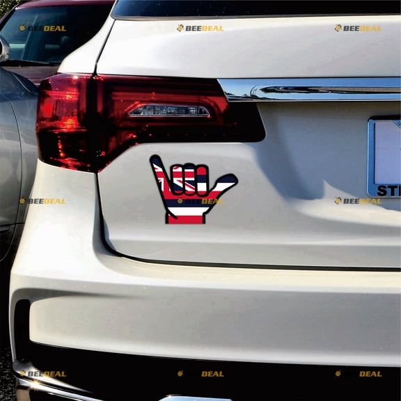 Hawaii Flag Shaka Sign Hang Loose Car Magnet Magnetic Sticker Decal - 2 Pack Glossy 4" - for Truck Door Fridge Reusable Waterproof