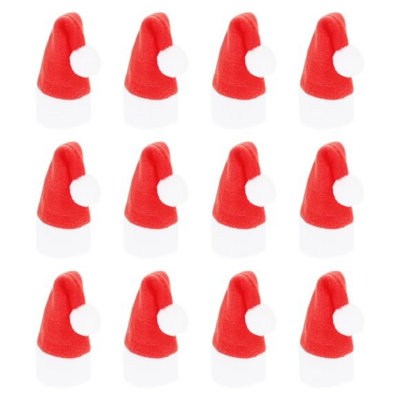 12PCS Mini Christmas Hat Cutlery Bags Bottle Covers Fork Organisers Tableware Holder Bags Silverware Storage Bags for Home Restaurant