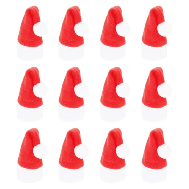 12 soportes para cubiertos navideños, gorros de Papá Noel, porta cubiertos de bolsillo, telas no tejidas, bolsas para tenedores y organizadores de cubiertos para la mesa del comedor, color rojo.