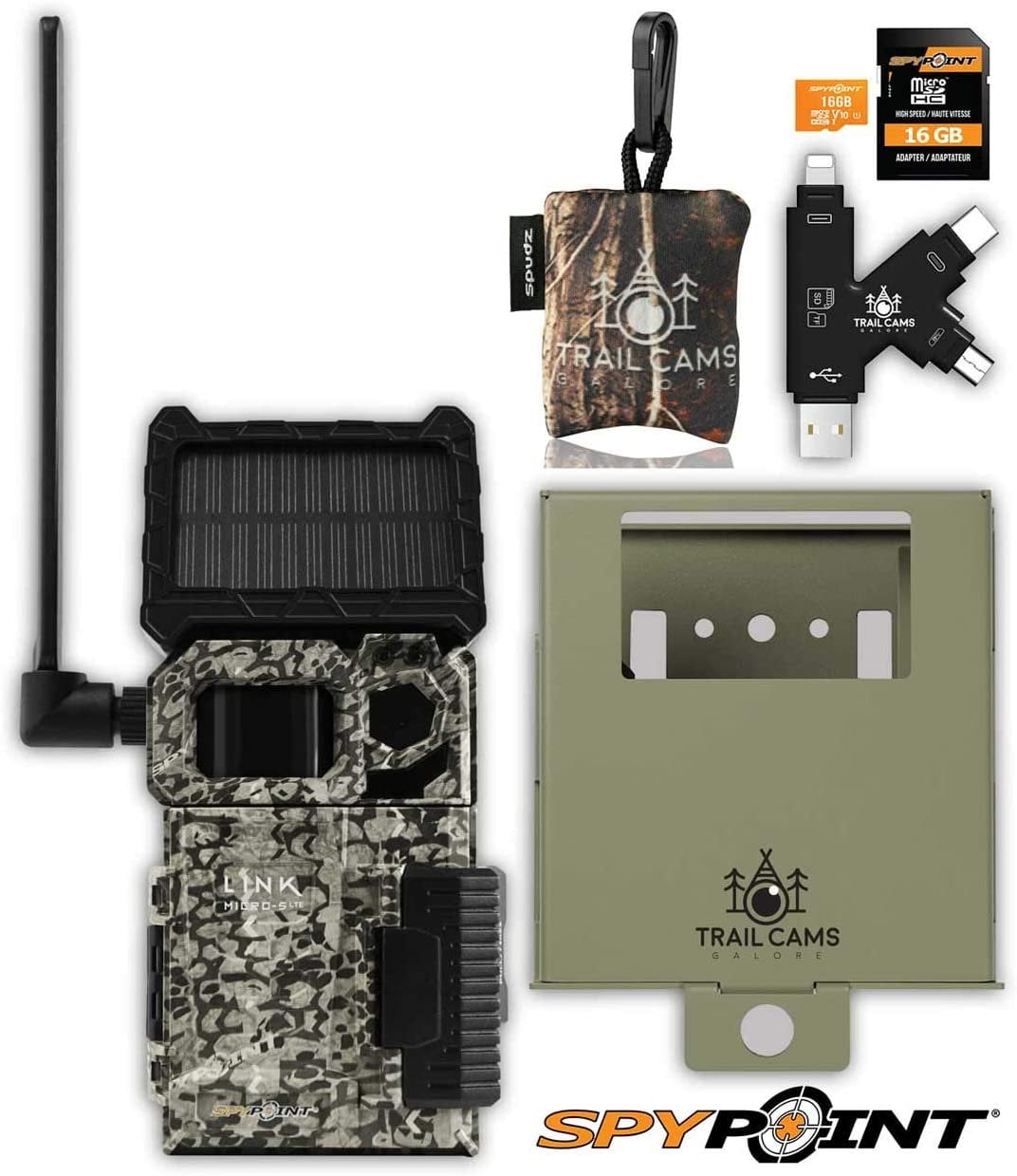SPYPOINT LINK-MICRO-LTE TWIN Premium Pack of Cellular Trail Cameras includes 16 AA batteries and two 16g MicroSD card Low-Glow LEDs for Quality Nighttime 10MP Photos 4G/LTE photo transmission. 80’ flash and detection range