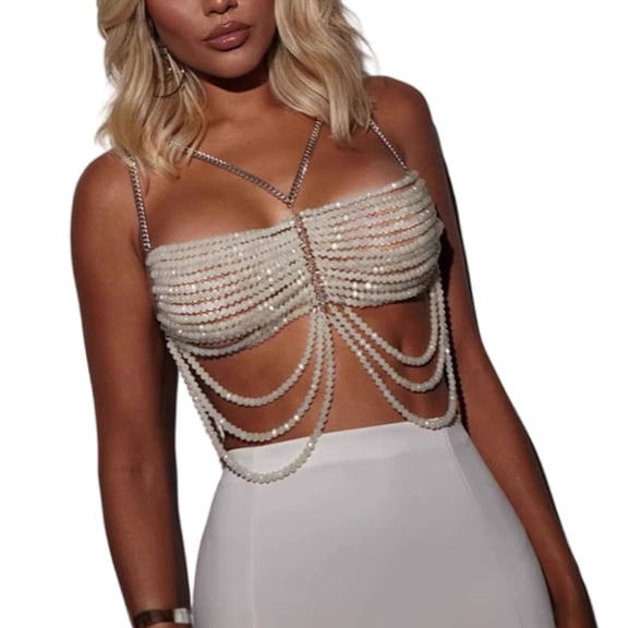 Huhudde Trendy Chest Chain Necklace Adjustable Body Chain With Detachable Harness For Beach Parties And Dates