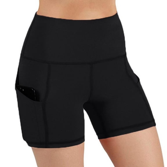 Qulqfy Shorts Women Compression Gym Stretchy Black Hot Pants Plus Size Casual Solid Shorts with Pockets for Women 3XL