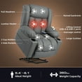 thumbnail image 3 of Shilucheng 41" Width Large Power Lift Recliner Chair with Massage and Heating Chair for Elderly, Breathable Leather Lift Chair for Living Room, 2 Side Pockets, 2 Cup Holders, USB Ports, Gray, 3 of 9