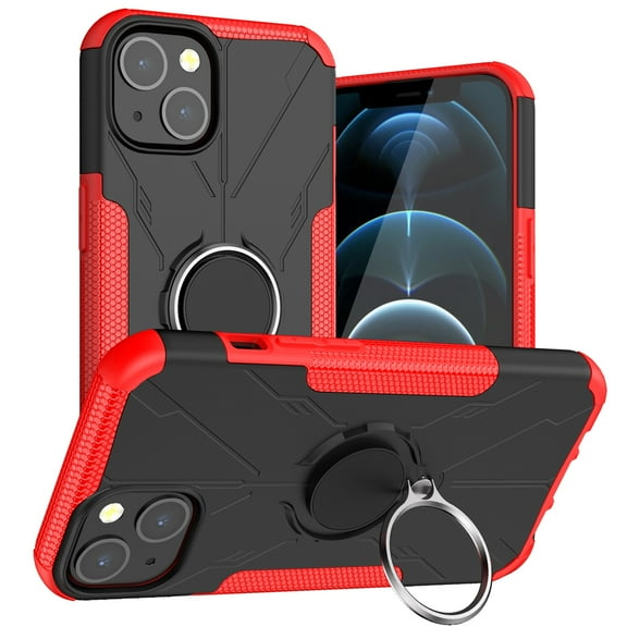 SaniMore for iPhone 14 Plus 6.7" 2022 Case, [360°Rotating Kickstand] [Magnetic Car Mount]Shockproof Anti-drop Tri-layer Matte Hybird Rugged Heavy Duty Protective Shell For iPhone 14 Plus, Red
