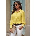 thumbnail image 4 of Women's Yellow Zebra Stripes Print Lantern Sleeve Shirt, 4 of 5
