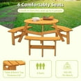 thumbnail image 6 of IVV 6-Person Circular Outdoor Wooden Picnic Table w/ 3 Built-In Benches, Outdoor Camping Dining Table with Seat, 500lbs Capacity - Natural, 6 of 7