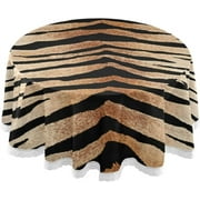 SKYSONIC Tiger Skin Tablecloth Round Tablecloths Polyester Tablecover Cloths Washable Tabletop Runner Kitchen Party Picnic Dining Home Decor 60inch