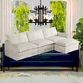 thumbnail image 3 of Modern Corduroy 3-Seater L-Shaped Couch with Movable Footrest, Oversized 220×80×75cm for Living Room, 3 of 13