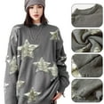 thumbnail image 4 of Women Sweater Women Preppy Star Oversized Sweater Loose Fit O-neck Long Sleeve Pullover Sweater Top Autumn Winter Knitwear Comfortable Sweater, 4 of 8