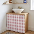thumbnail image 4 of Pink Checkered Cabinet Curtains 35"W x 35"L, Farmhouse Buffalo Plaid Sink Skirt for Bathroom Vanity Kitchen Self Adhesive, Dust-Proof Privacy Curtain for Shelves Closet Laundry Room Pantry, 4 of 9