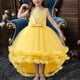 thumbnail image 1 of Vestidoo Formal Vestido sin mangas con cuello redondo Jersey para niñas Vestido de dama de honor de boda Ygjytge Amarillo 7 - 8 años para Niña, 1 of 9