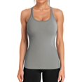 thumbnail image 1 of XINQIHANG Ribbed Workout Tank Tops for Women with Built in Bra Tight Racerback Scoop Neck Athletic Top, 1 of 7