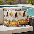 thumbnail image 4 of Orange Fall Pumpkins Outdoor Waterproof Pillow Covers, Gnomes Sunflowers Vintage Farm Check Decorative Square Throw Pillowcase Sofa Cushion Sham for Patio/Couch/Chair, 20"x20" 2 Pack, 4 of 8