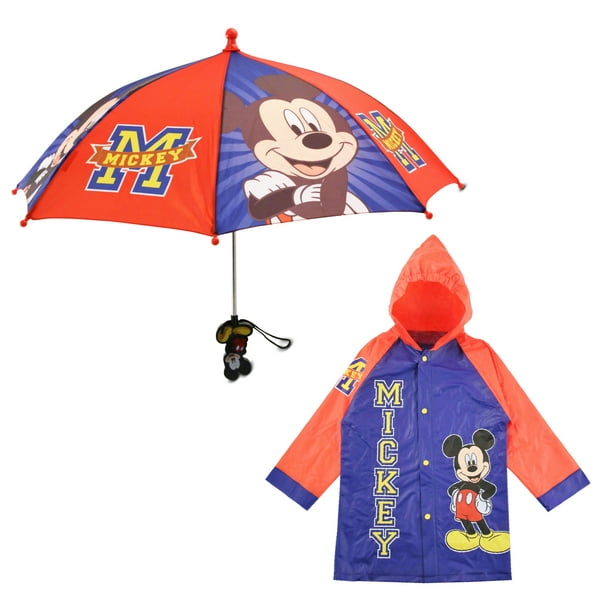 Disney Kids Umbrella and Slicker, Mickey Mouse Little Boy Rain Wear Set ...