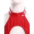 thumbnail image 6 of TiaoBug Women's Faux Leather Cropped Tank Top Sleeveless Front Lace-up Backless Bodycon Crop Tops Clubwear Red 3XL, 6 of 8
