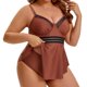 thumbnail image 2 of Bañador de dos piezas de talla grande Agnes Orinda para mujer, tankini con control del abdomen, vestido de baño con push up, conjunto de ropa de playa y piscina con pantalones cortos 1X Café, 2 of 7
