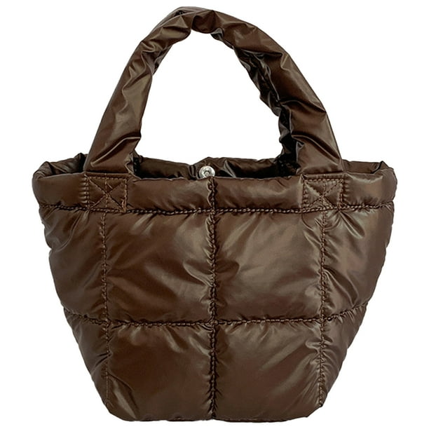 Bolso Mano Plumas para Mujer Bolso Mano Elegante Y Acolchado Bolso Compras Diario (marrón)