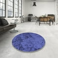 thumbnail image 4 of Ahgly Company Machine Washable Indoor Square Transitional Sapphire Blue Area Rugs, 6' Square, 4 of 7