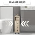 thumbnail image 5 of kleankin Freestanding Compact Design Bathroom Cabinet with 2 Open Cabinets, 1 Door Cabinet, 1 Drawer and 4 Rolling Wheels, Oak Grain Color, 5 of 9