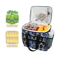 thumbnail image 2 of FORMRS Insulated Cooler Bag 24 Cans Capacity Soft Leakproof Lunch Box with Side Pockets, Blue Hexagon Pattern, 2 of 7