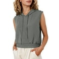 thumbnail image 2 of FASHOFT Women's Sleeveless Hoodies for Workout Athletic Running Sweatshirt Basic Solid Vest Hoodie with Pockets GY2 M, 2 of 7