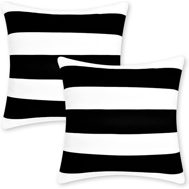 Iguohao Striped Patio Throw Pillow Cover Decorative Black And White Pillowcase Indoor Outdoor Pillow Cover Cushion Case For Couch Sofa Bedroom Car