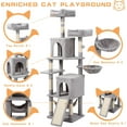 thumbnail image 3 of ZYPPP Cat Tree, 70-Inch Cat Tree Tower with Hammock, Scratching Post, Condo and Multi-Level Cat Tower, Large Cat Activity Center Playhouse, Light Gray, 3 of 13