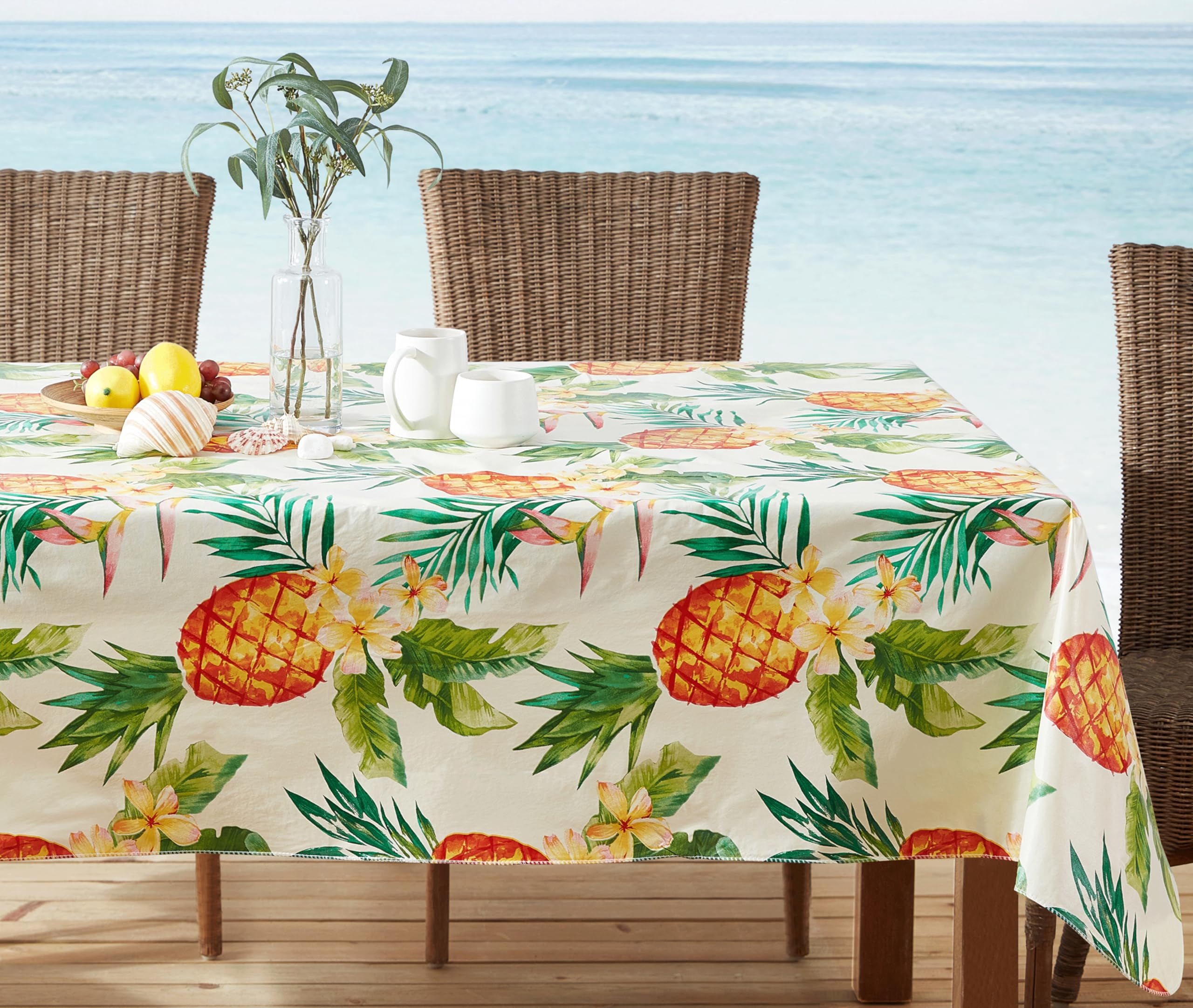 Newbridge Rectangle Vinyl Flannel Backed Tablecloth, 60 x 102 Inch