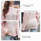 thumbnail image 5 of Mujeres suéter de punto Halter Masajeadores cuello hombro manga larga suelta casual Jumper pullover Tops rosa M, 5 of 6