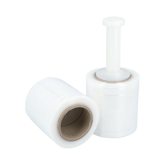 SSBM Cast Mini Hand Stretch Wrap with Handle 5" x 1000' 24 Rolls 80 Gauge Clear Shrink Film for Packing Wrapping