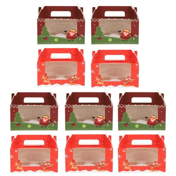 BERTDOMD 10Pcs Dessert Boxes Party Cupcake Storage Boxes Christmas Decors (Assorted Color)