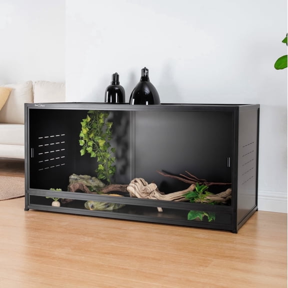 Toxirium 44x20x20 Inch 76 Gallon PVC Reptile Terrarium, Stackable Enclosure with Sliding Doors for Bearded Dragons, Lizards and Snakes