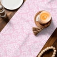 thumbnail image 3 of Pink Boho Flowers Table Runner 72 Inches, Vintage Ethnic Flowers Botanical Bed Runner Dresser Scarves Tabletop for Indoor Outdoor Parties/Ceremony/Banquet, 14" x 72", 3 of 9