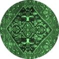 thumbnail image 1 of Ahgly Company Indoor Round Medallion Emerald Green Traditional Area Rugs, 3' Round, 1 of 4