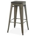 thumbnail image 2 of BELLEZE Set Of 4, 30Inch Metal Bar Stools Dining Chairs With Wood Seat, Stackable Counter Height Barstools, Brown, 2 of 5