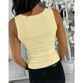 thumbnail image 4 of CHICME Tank Tops For Women Rhinestone Solid Color Sleeveless Ribbed Fitted Camisole Summer Top Going Out Vest Yellow-M, 4 of 9