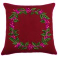 thumbnail image 1 of S4Sassy Leaf Embroidered Cotton Pillow Cover Square Maroon Pillow Case Bed Sofa Cushion Cover-14 x 14 Inches, 1 of 7