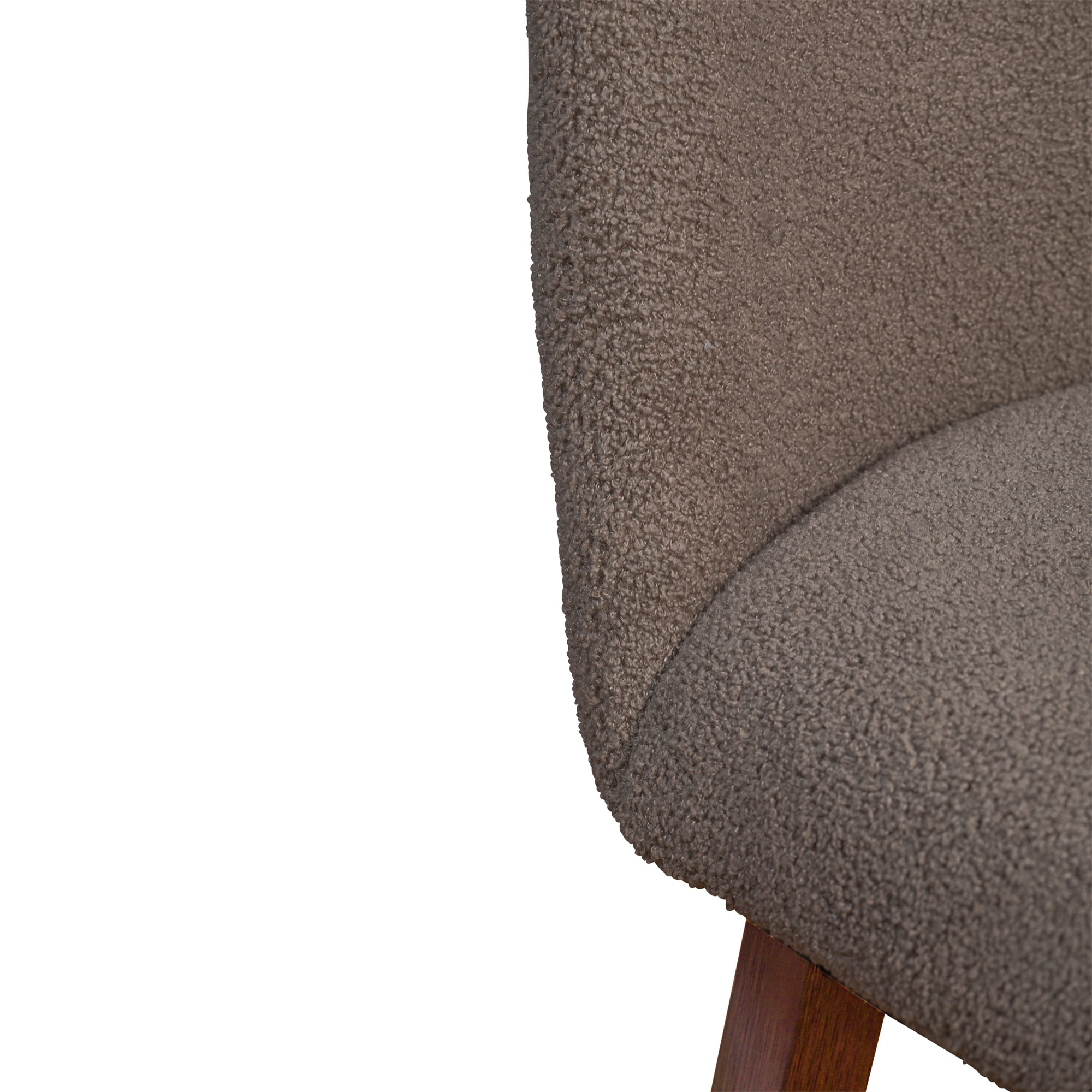 Amelia Swivel Counter Stool in Brown Oak Wood Finish with Taupe Boucle Fabric - Set of 4