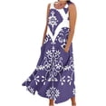 thumbnail image 2 of FcBaudy Robe Sans Manches à Col Rond, Robes d'Été pour Femmes, Robes pour Femmes Robe Longue Sans Manches en Lin Imprimée avec Poche, 2 of 5