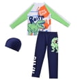 thumbnail image 5 of SonxaHe Big Boy Swimsuit UPF 50 Sun Dinosaur Print Long Sleeve Tee Pants Child Quick Dry Breathable Two Piece Swimwear Green,Size 9-10 Y, 5 of 5