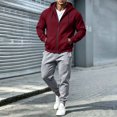 thumbnail image 4 of Mens 2 Piece Suits Full Zipper Drawstring Hooded Sweatshirts Elastic Waist Joggers Solid Color Fashion Comfy Outfits Wine XXL, 4 of 7