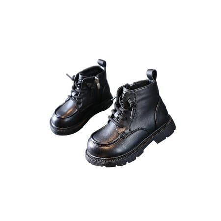 

Ritualay Kids Casual Bootie Platform Ankle Boots Cotton Lining Winter Warm Shoes Slip Resistant Non-Slip Booties School Outdoor Zipper Short Boot Black Cotton 6.5C